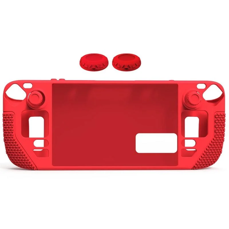 Steam Deck Silicone Cover with Button Caps - All-inclusive - Red
