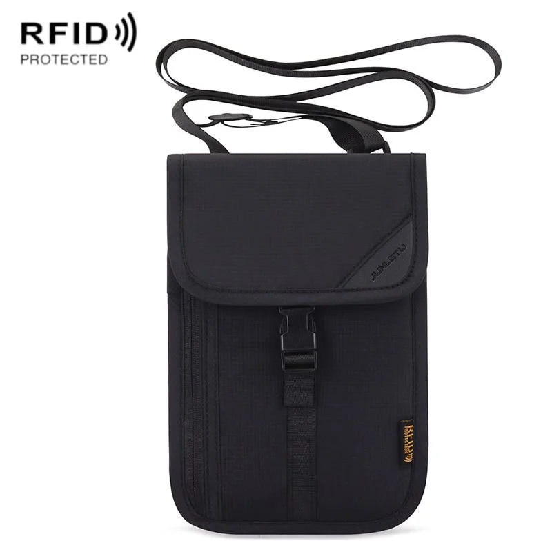 Neck Strap Rfid Passport Bag for Travel - Black