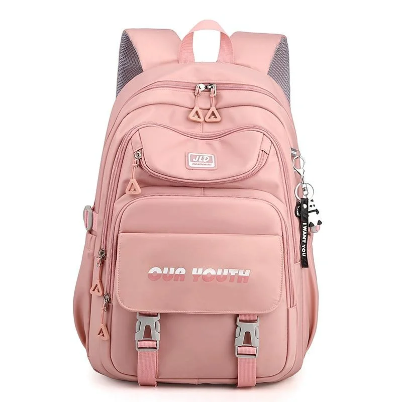 Teen Girls' Anti-theft College Backpack - Secure & Stylish - Soft Pink