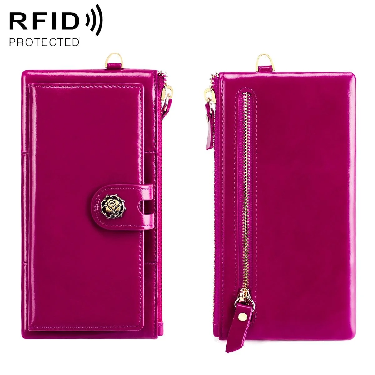 Women Vintage Leather Rfid Wallet - Purple