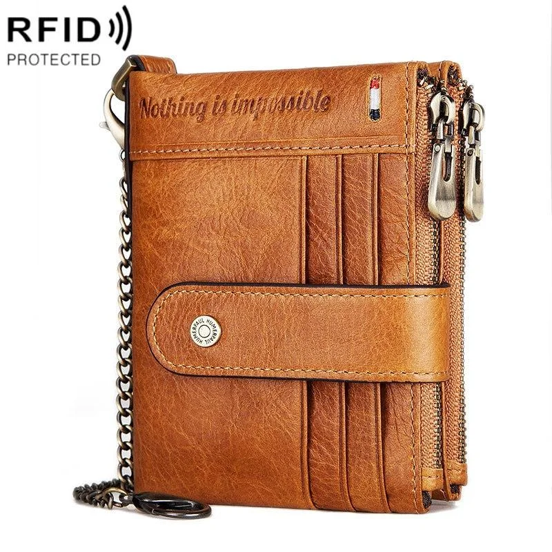 Men Leather Rfid Wallet - Secure & Stylish - Brown