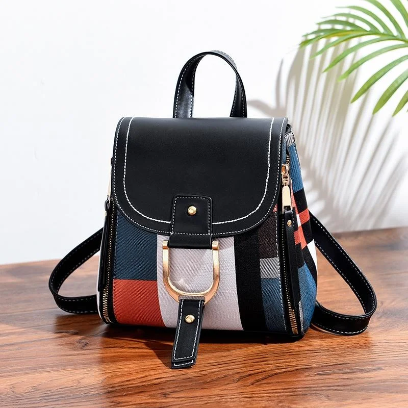 Stylish Ladies Leather Backpack - Soft Pu Material - Black