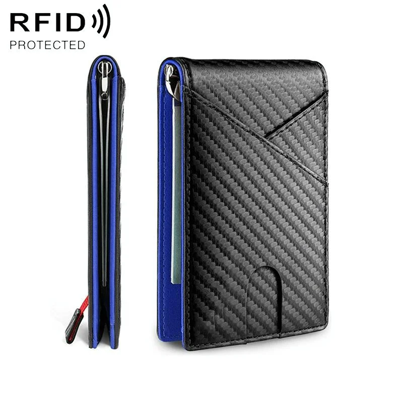 Carbon Fiber Business Wallet for Men - Rfid Protection - Blue