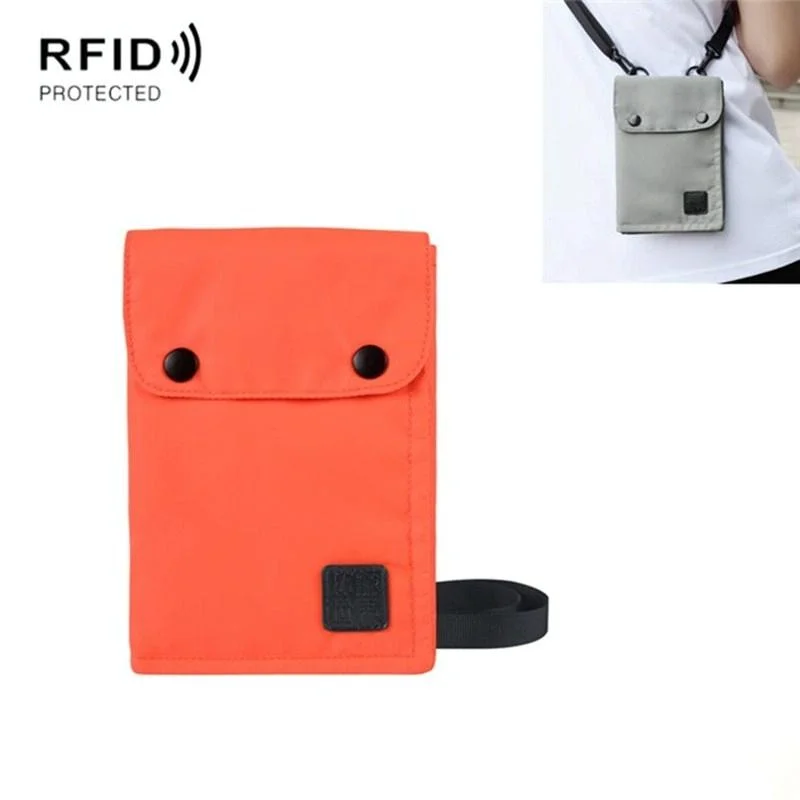 Waterproof Neck Bag for Passport and Phone - Rfid Protected - Orange