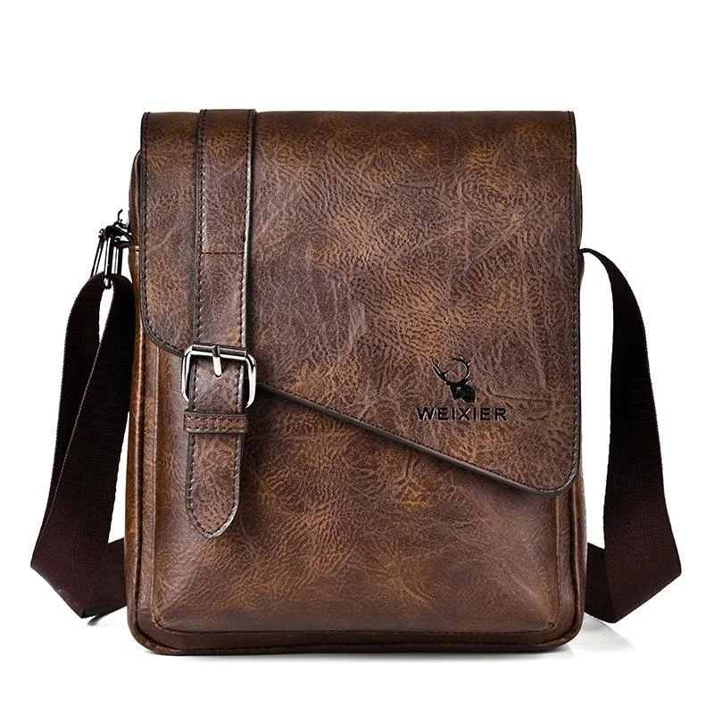 Retro Crossbody Messenger Bag Large Capacity - Dark Brown