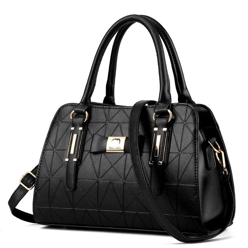 Embossed Bowknot Shoulder Bag For Women - Black
