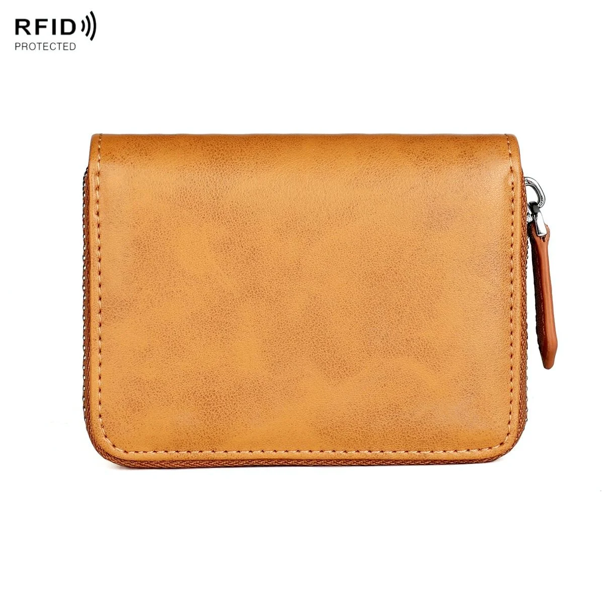 Rfid-protected Leather Coin Purse - Secure & Stylish - Brown