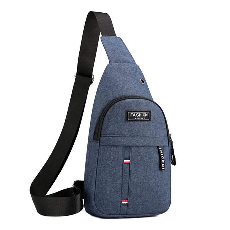Canvas Crossbody Chest Bag For Men - Dark Blue