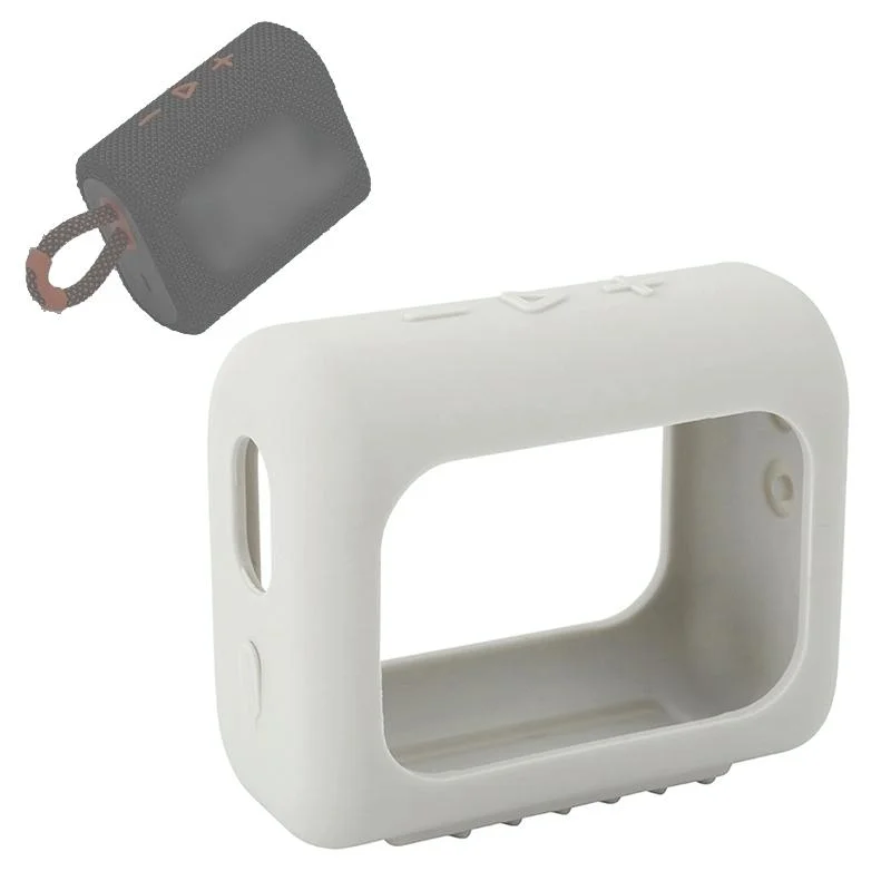 Portable Silicone Cover for Jbl Go3 Speaker with Carabiner - Silver Gray
