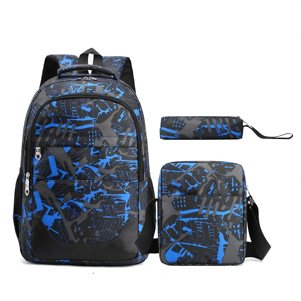Student Backpack Set - 3 Pieces - Blue Camouflage
