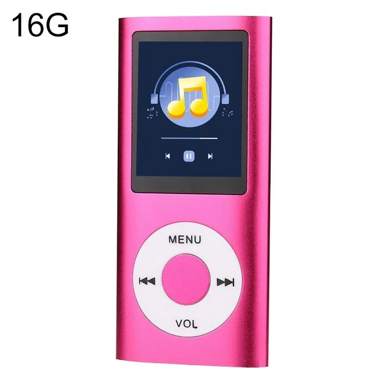 1.8 Inch Metal Mp4 Player + 16G Tf Card + Earphone + Cable - Rose Red - With 16G Tf Card+Earphone+Cable