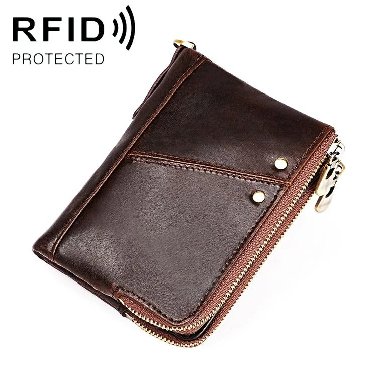 Men Leather Rfid Wallet - Antimagnetic - Coffee