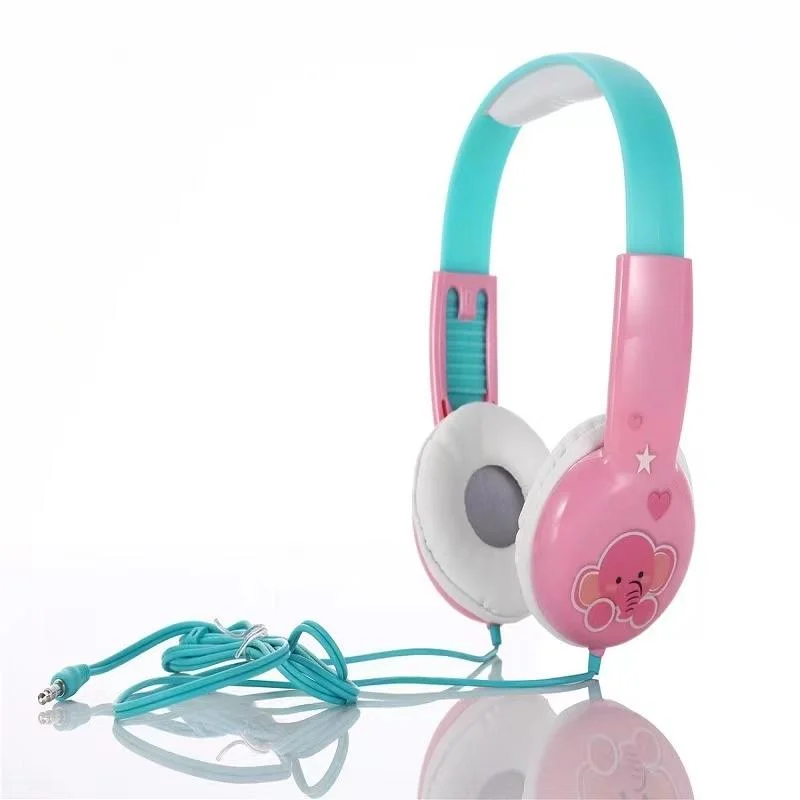 Portable Children'S Wired Headphones - Pink Green
