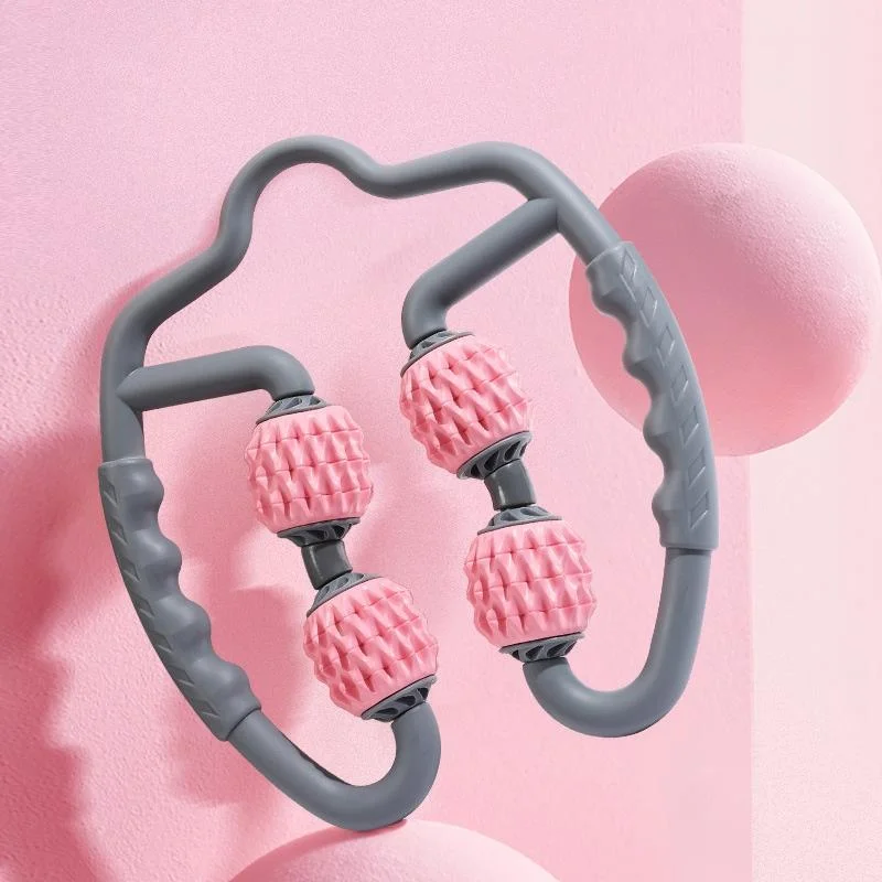 Muscle Massage Roller Foam Shaft For Yoga & Fitness - Fish Bones Type Cherry Pink