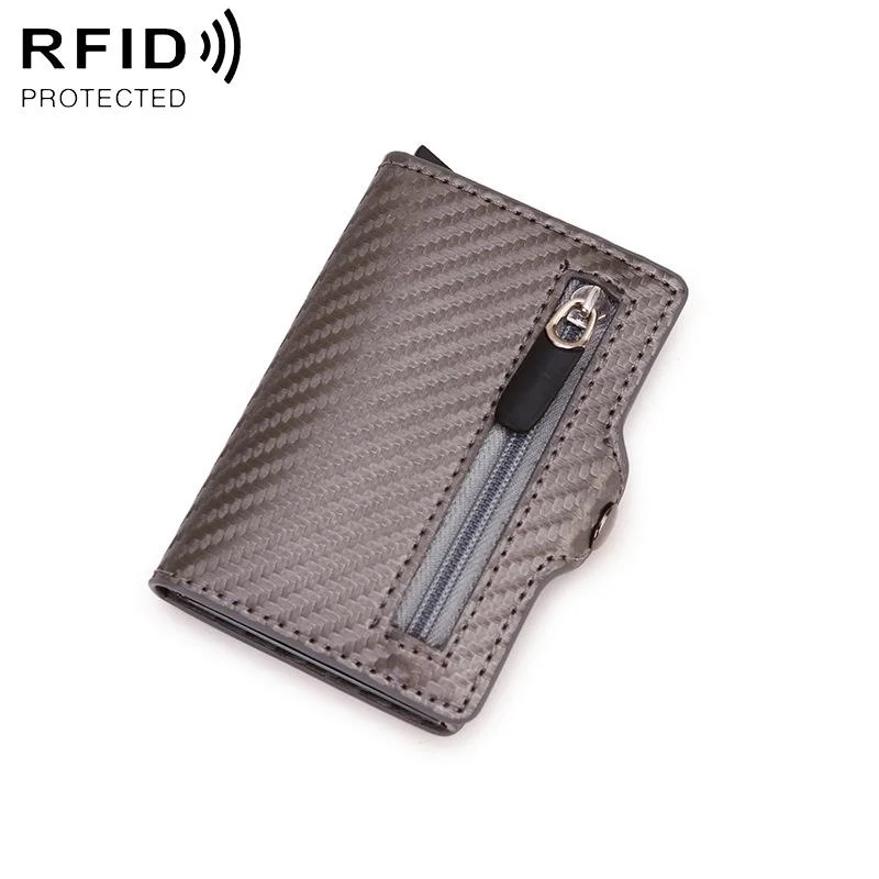 Multi-card Rfid Leather Holder with Metal Accent - Silver