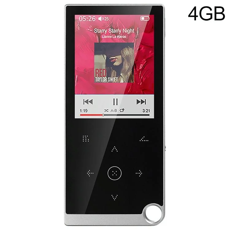 2.4 Inch Touch Mp4 / Mp3 Player 4Gb Memory E Book / Alarm / Timer No Bluetooth - Silver Grey