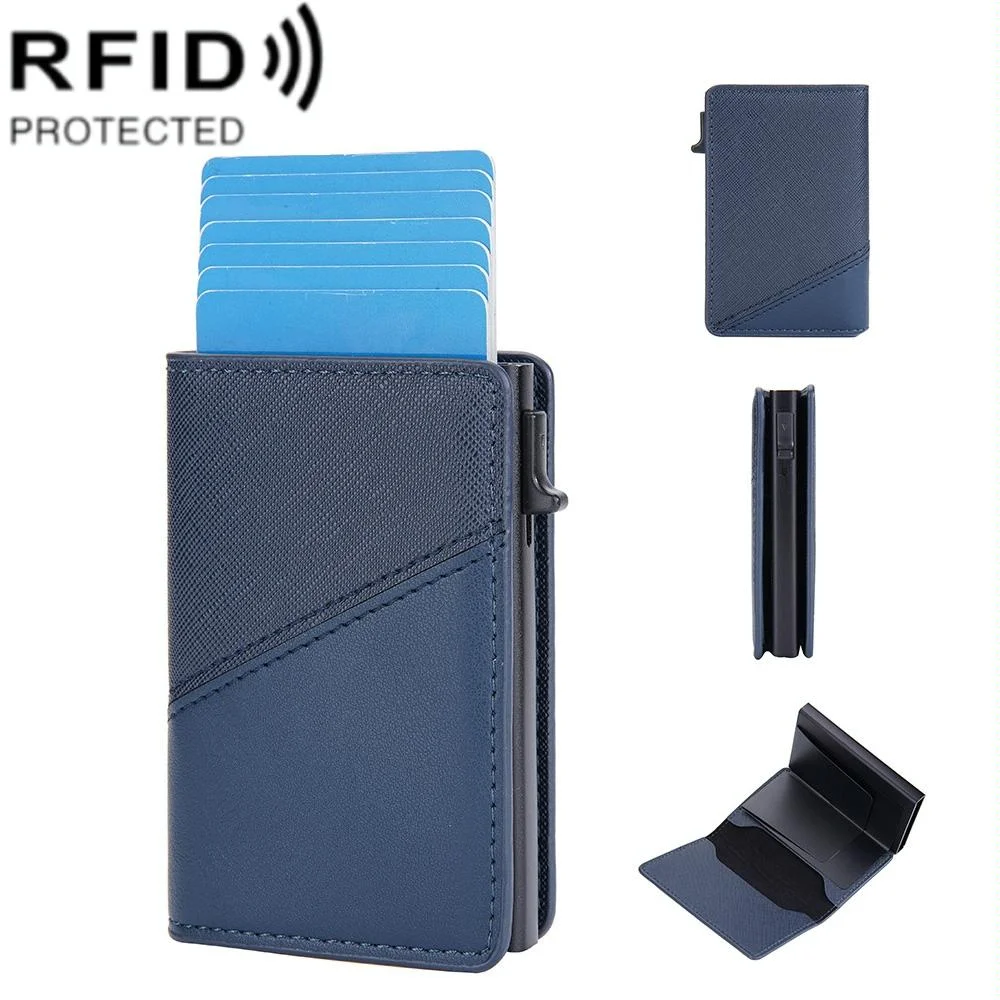 Anti-theft Rfid Leather Wallet - Secure Design - Blue