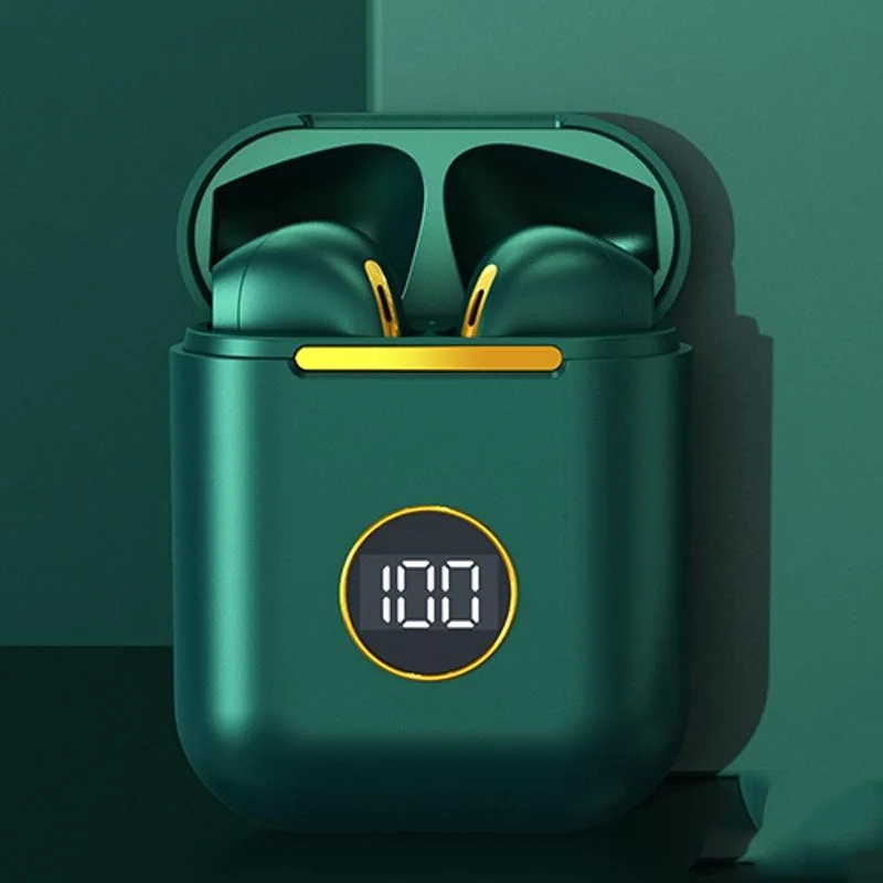 Wireless Sport Bluetooth Headphones with Led Display and Noise Reduction - Green