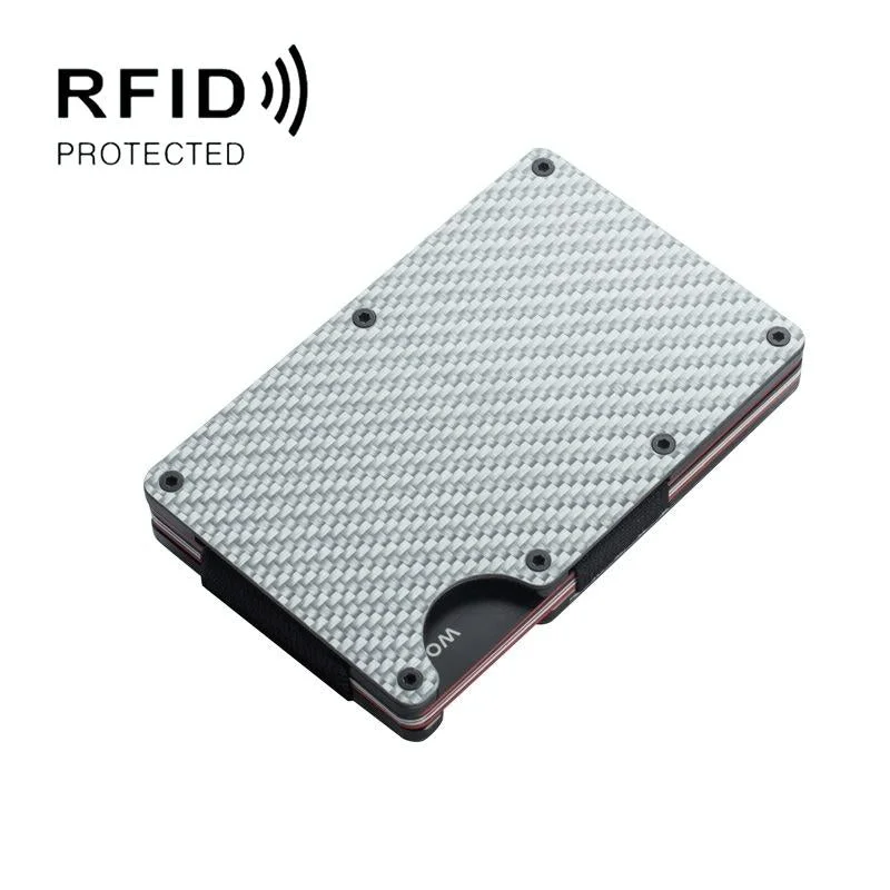 Carbon Fiber Rfid Card Holder - Secure & Stylish - Silver