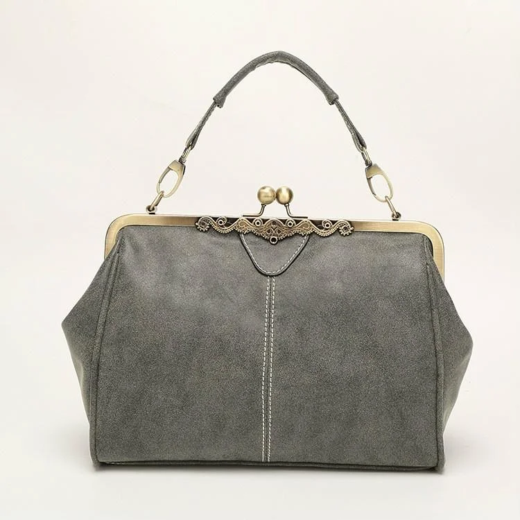 Retro Shoulder Bag For Women Messenger Style - Light Grey