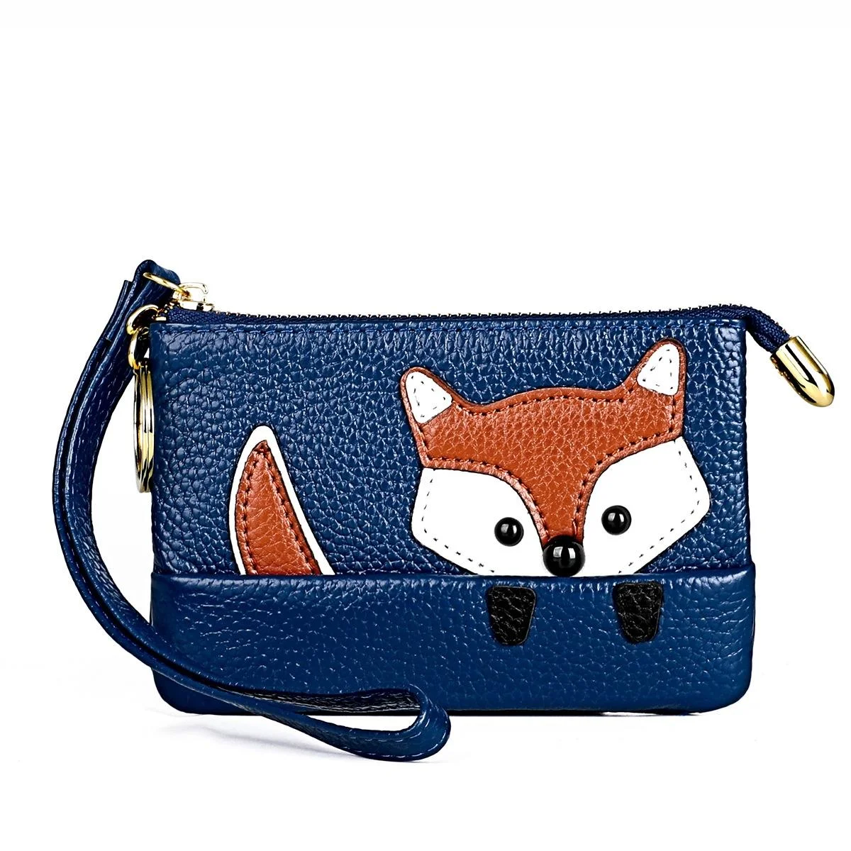 Mini Leather Fox Key Case for Sewing Thread - Blue