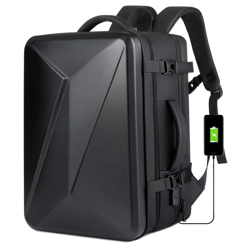 Waterproof Expandable Hard Shell Backpack with Usb Charging - Large Capacity Black - 162 Black