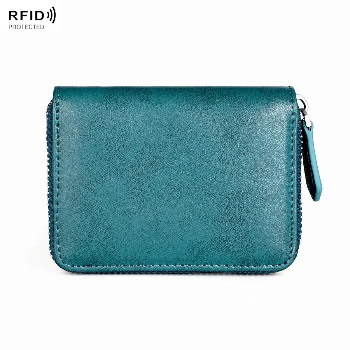 Rfid-protected Leather Coin Purse - Secure & Stylish - Blue