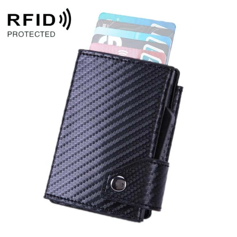 Rfid-protected Aluminum Coin Purse - Secure & Stylish - Carbon Fiber Black