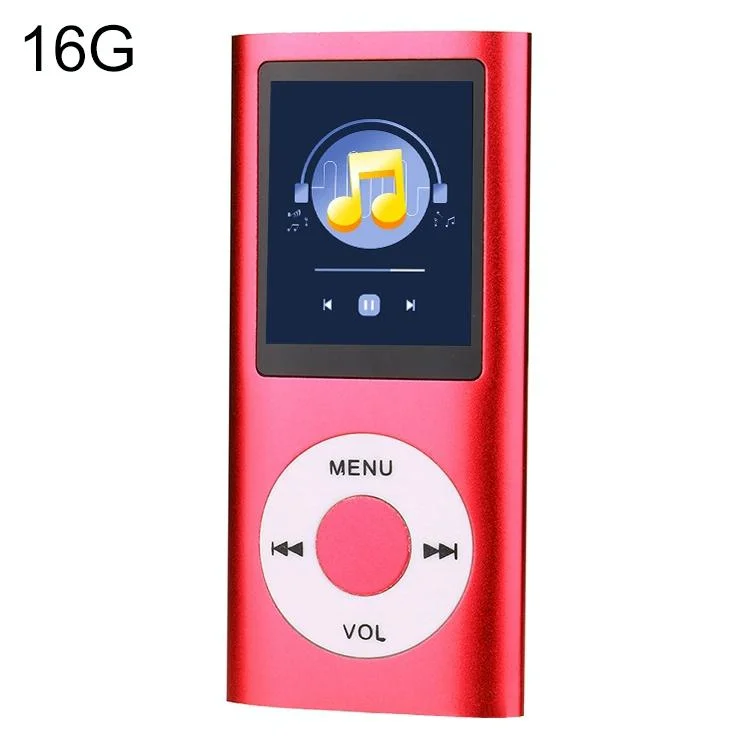 1.8 Inch Metal Mp4 Player + 16G Tf Card + Earphone + Cable - Red - With 16G Tf Card+Earphone+Cable