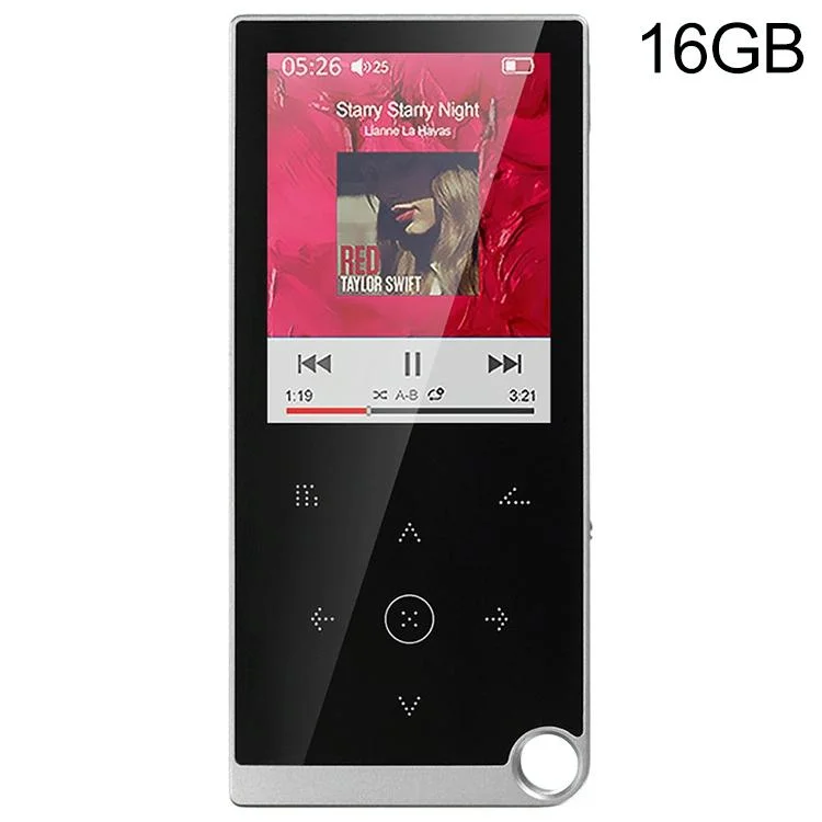 2.4 Inch Touch Mp4 / Mp3 Player 16Gb Memory E Book / Alarm / Timer No Bluetooth - Silver Grey