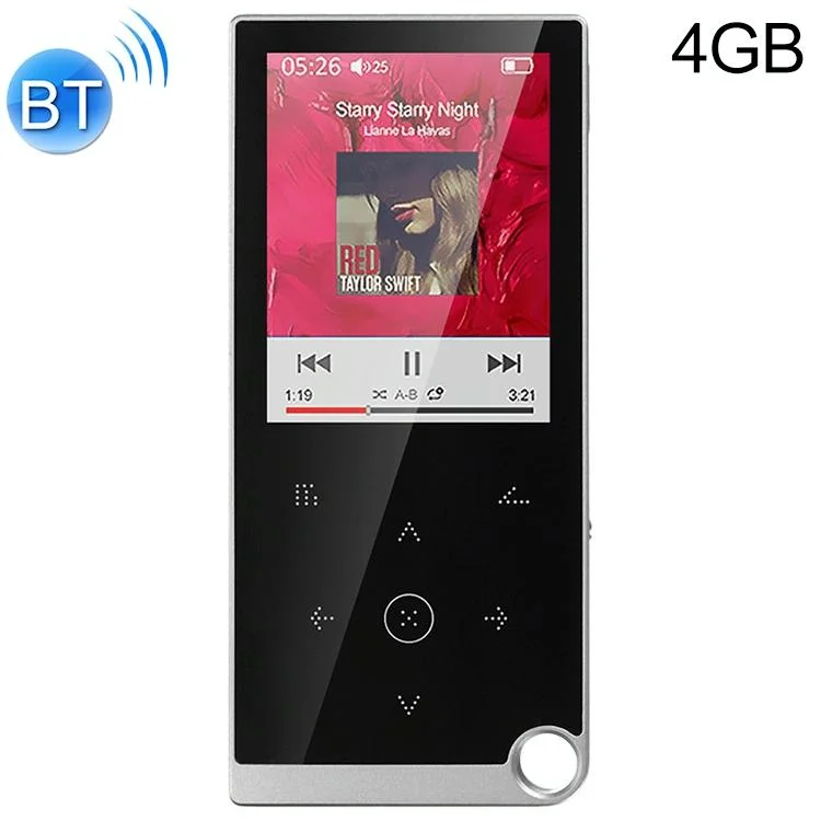 2.4 Inch Touch Mp4 / Mp3 Player 4Gb Memory Bluetooth E Book Alarm Timer - Silver Grey