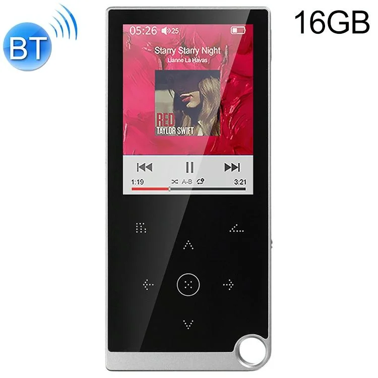 2.4 Inch Touch Mp4 / Mp3 Player 16Gb Memory Bluetooth E Book Alarm Timer - Silver Grey