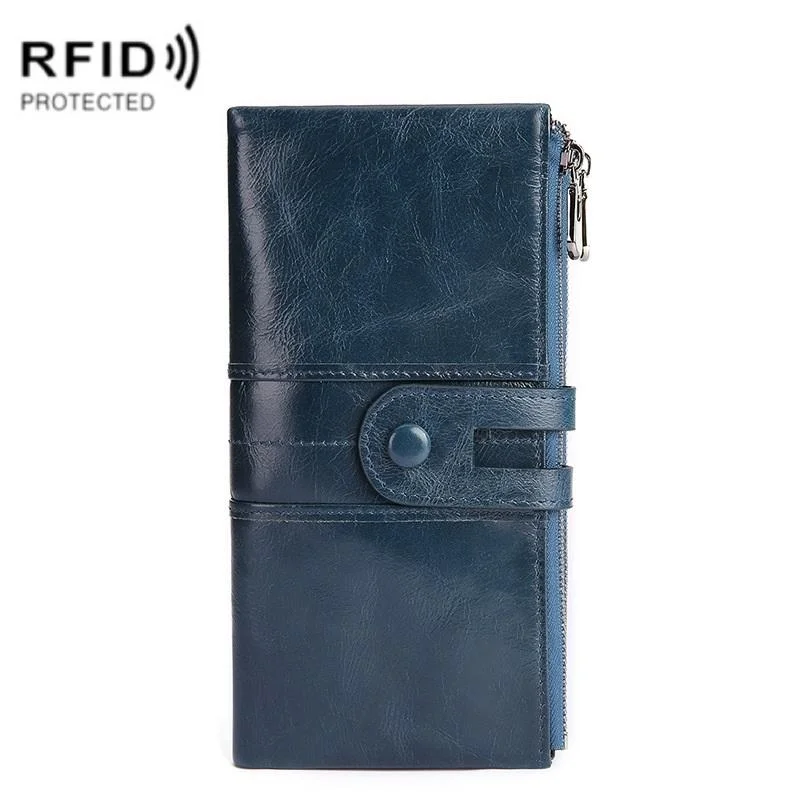 Women Leather Rfid Wallet - Sleek & Secure - Blue
