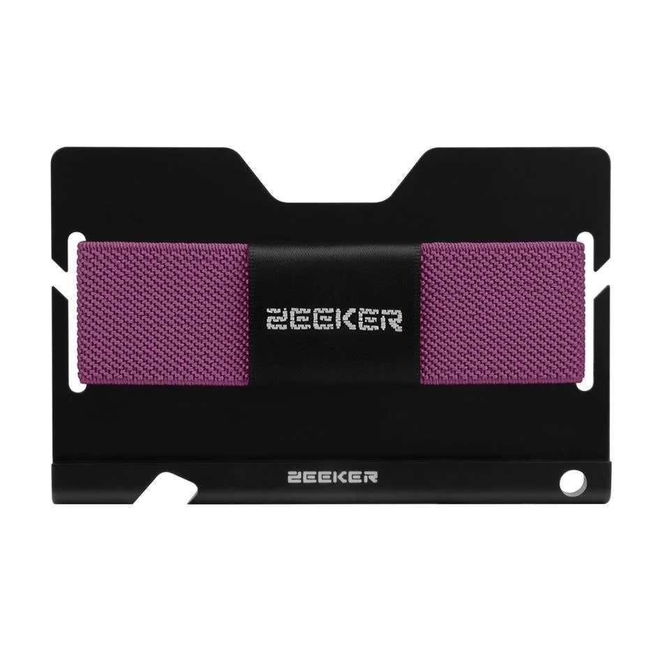 Multi Function Aluminum Card Holder For Men & Women Elastic Band Wallet - Purple