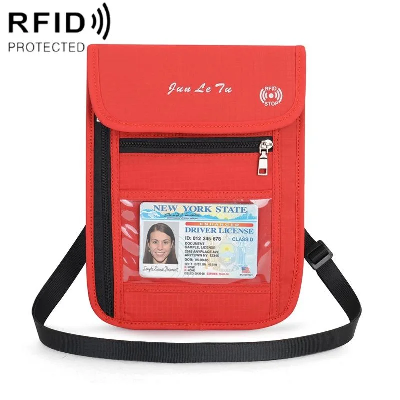 Rfid Passport Storage Bag Anti Theft Messenger - Red