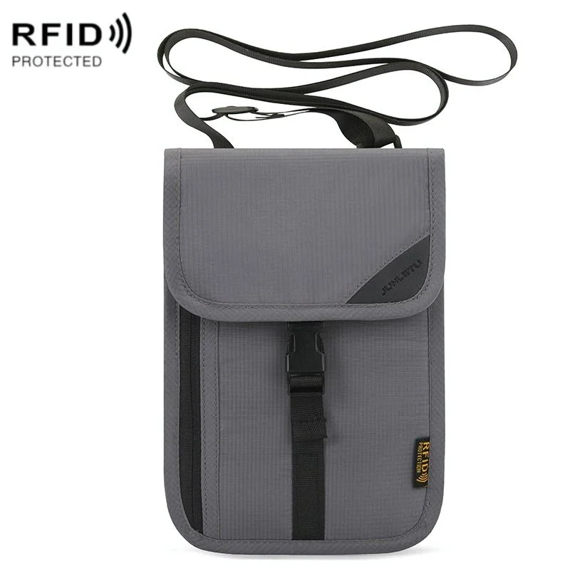 Neck Strap Rfid Passport Bag for Travel - Gray