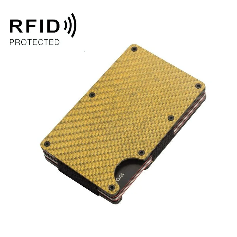 Carbon Fiber Rfid Card Holder - Secure & Stylish - Gold