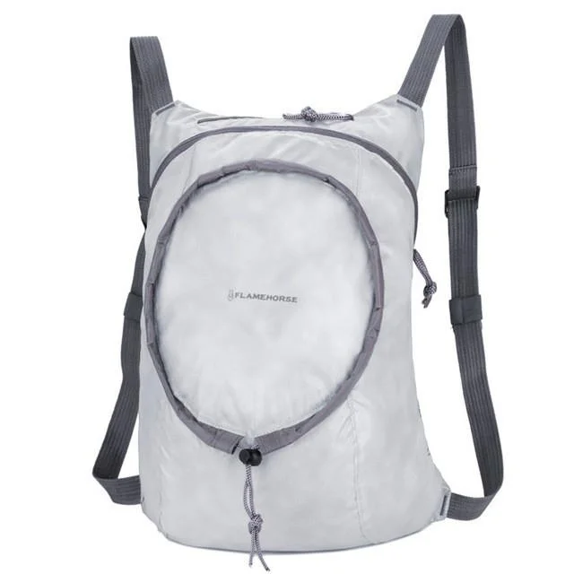 Waterproof Nylon Collapsible Backpack Lightweight Travel Bag For Women And Men - White