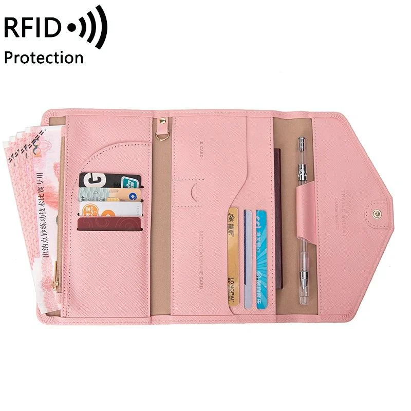 Rfid-blocking Passport & Card Bag - Secure & Compact - Pink