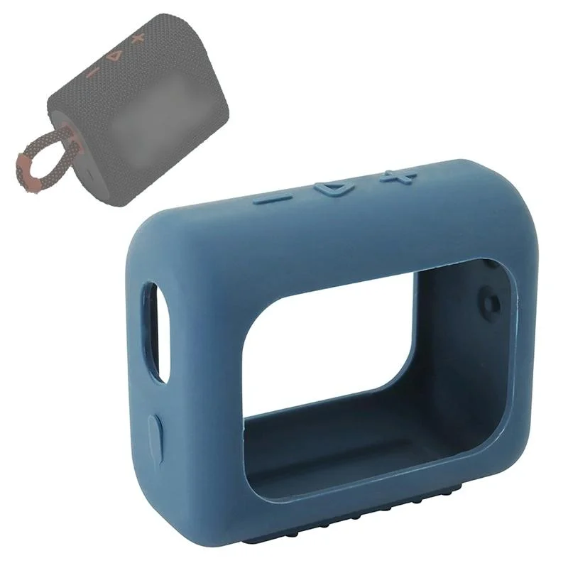 Portable Silicone Cover for Jbl Go3 Speaker with Carabiner - Dark Blue