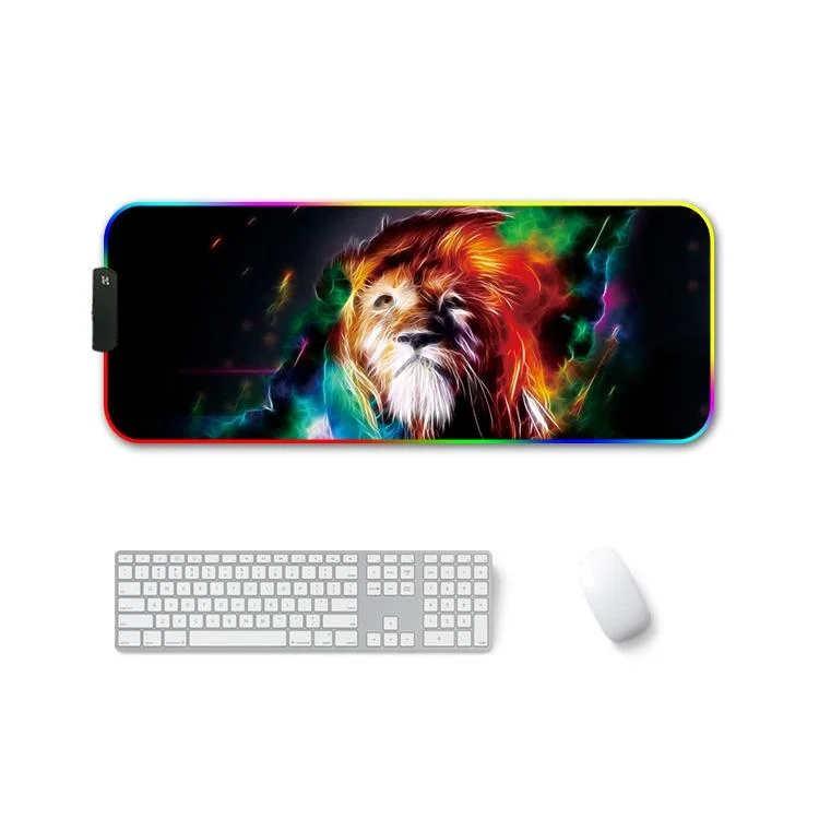Rubber Thermal Transfer Rgb Luminous Non-Slip Mouse Pad - Colourful Lion