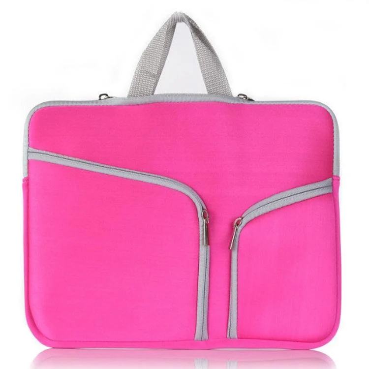 15.6 Inch Multi-Pocket Laptop Liner Bag For Diving Material Computer - Rose