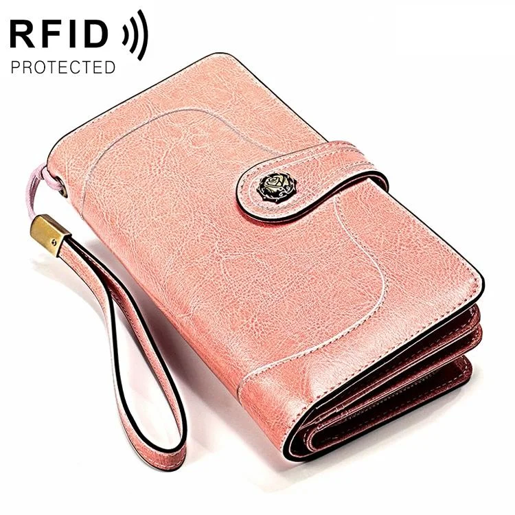 Women Rfid Wallet with Card Slots - Compact Design - Pink