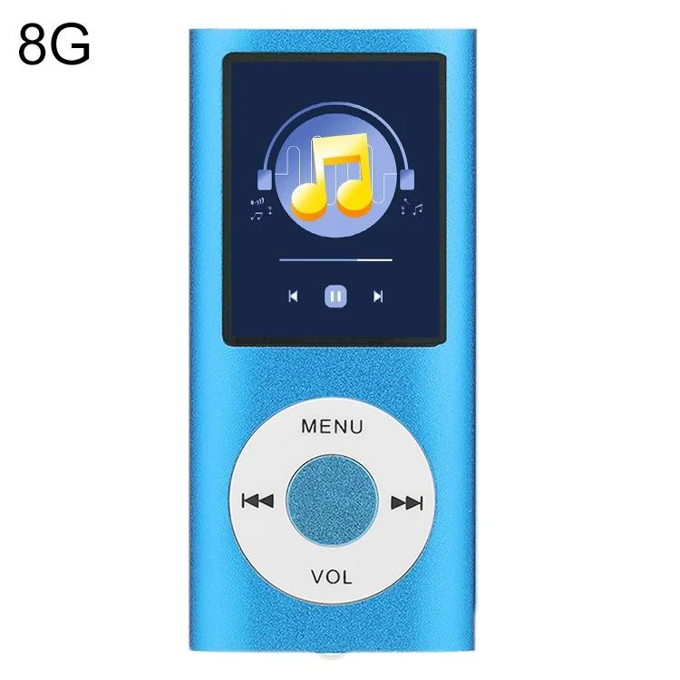 1.8 Inch Metal Mp4 Player + 16G Tf Card + Earphone + Cable - Blue - With 8G Tf Card+Earphone+Cable