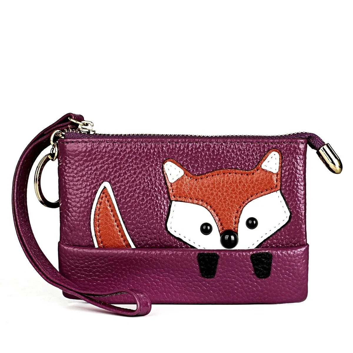Mini Leather Fox Key Case for Sewing Thread - Purple