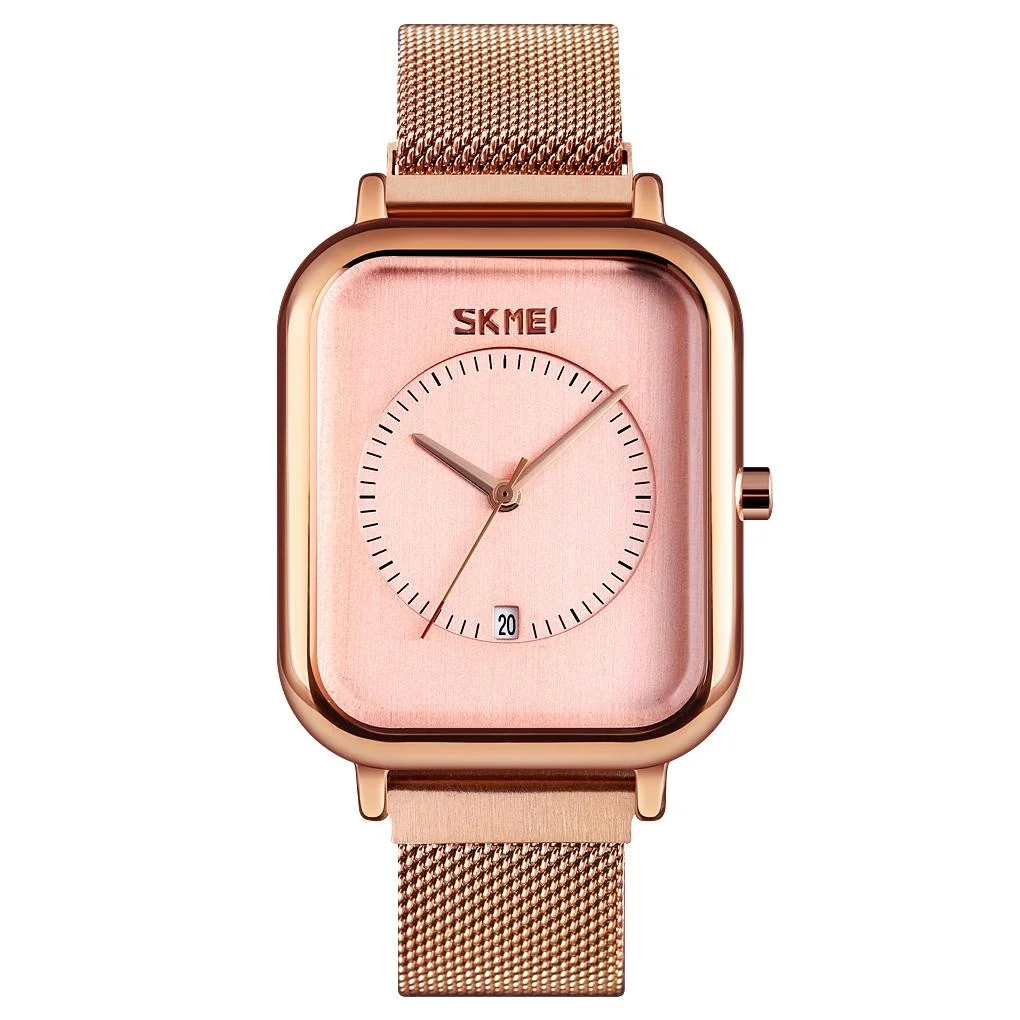 Unisex Magnetic Buckle Mesh Belt Quartz Watch - Rose Gold