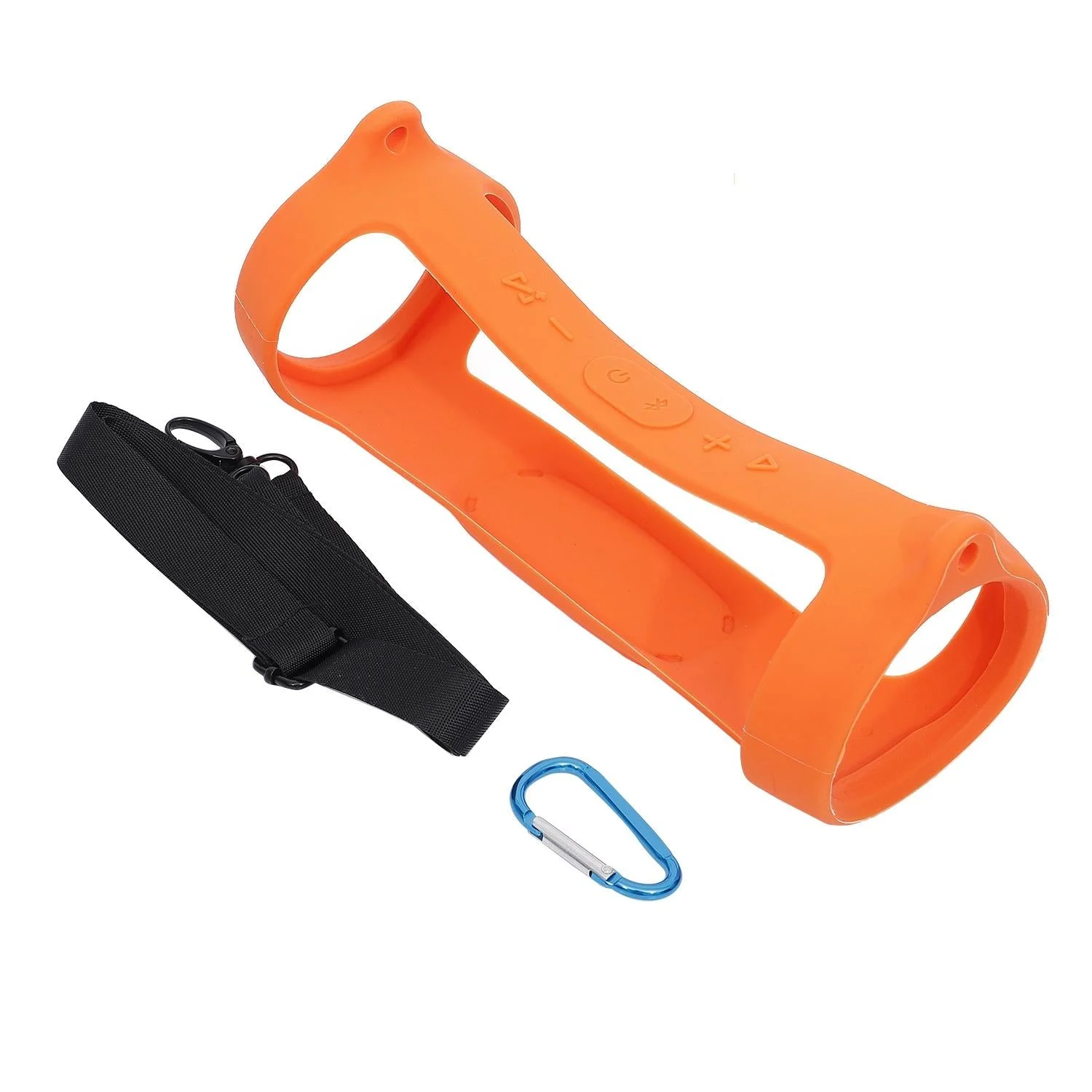 Jbl Charge 4 Speaker Cover with Strap & Carabiner - Portable Silicone Protection - Orange