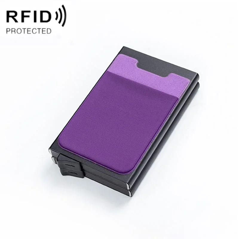 Rfid-blocking Coin Card Holder - Anti-degaussing - Black Purple