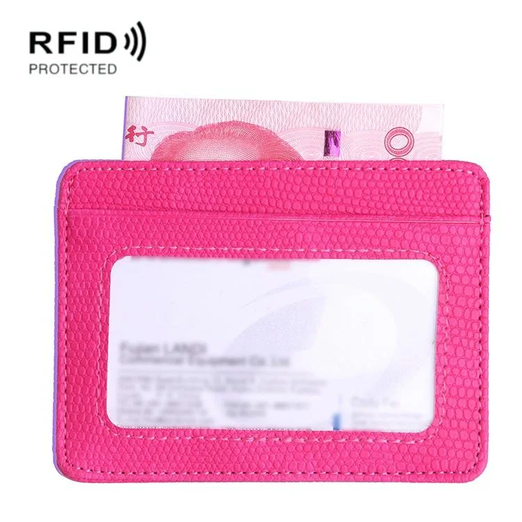 Pu Rfid Card Holder with Lizard Pattern - Red