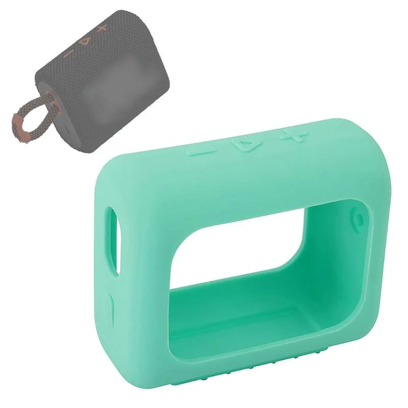 Portable Silicone Cover for Jbl Go3 Speaker with Carabiner - Mint Green